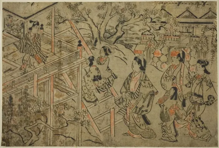 Framed Print : Visiting Kiyomizu Temple, c. 1684 / 98. Creator: Sugimura Jihei Framed Print : Visiting Kiyomizu Temple, c. 1684 / 98. Creator: Sugimura Jihei