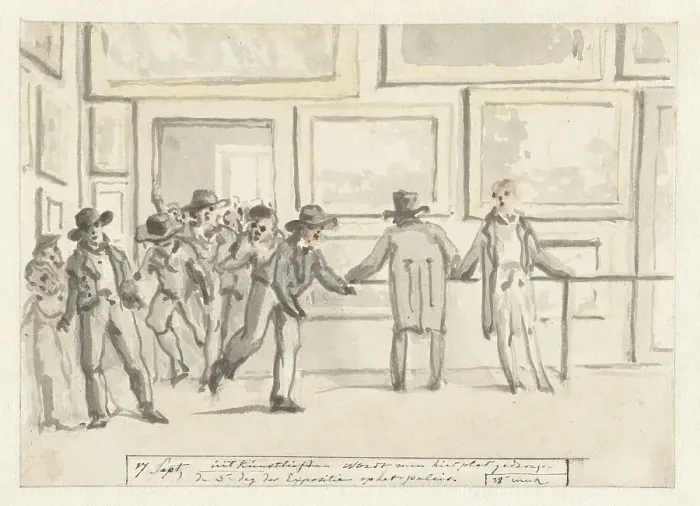 Framed Print : Visitors at the Art Exhibition in Amsterdam in 1808, 1808. Creator: Christiaan Andriessen Framed Print : Visitors at the Art Exhibition in Amsterdam in 1808, 1808. Creator: Christiaan Andriessen