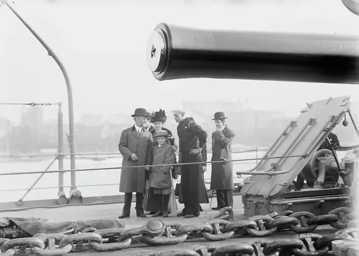 Framed Print : Visitors on board the USS Connecticut 10 / 11, 1911. Creator: Bain News Service Framed Print : Visitors on board the USS Connecticut 10 / 11, 1911. Creator: Bain News Service