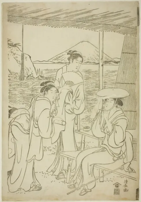 Framed Print : Visitors to Enoshima, c. 1789. Creator: Torii Kiyonaga Framed Print : Visitors to Enoshima, c. 1789. Creator: Torii Kiyonaga