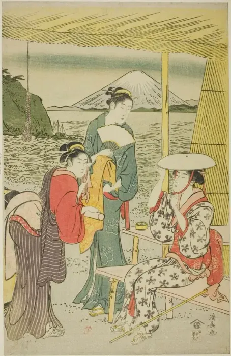 Framed Print : Visitors to Enoshima, c. 1789. Creator: Torii Kiyonaga Framed Print : Visitors to Enoshima, c. 1789. Creator: Torii Kiyonaga