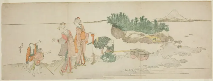 Framed Print : Visitors to Enoshima, Japan, c. 1801 / 04. Creator: Hokusai Framed Print : Visitors to Enoshima, Japan, c. 1801 / 04. Creator: Hokusai