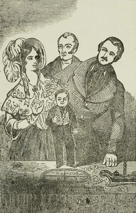 Framed Print : Visitors with General Tom Thumb at the Royal Adelaide Gallery, Westminster, 1844. Creator: Unknown