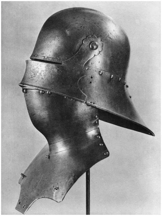 Framed Print : Visored sallet and bevor, c1480 (1958) Framed Print : Visored sallet and bevor, c1480 (1958)