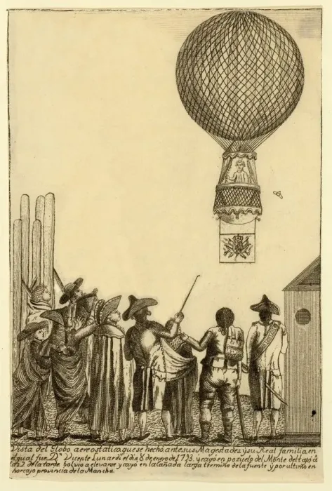 Framed Print : Vista del globo aereostatico que se hecho ante sus magesta ?pub. 1793. Creator Framed Print : Vista del globo aereostatico que se hecho ante sus magesta ?pub. 1793. Creator