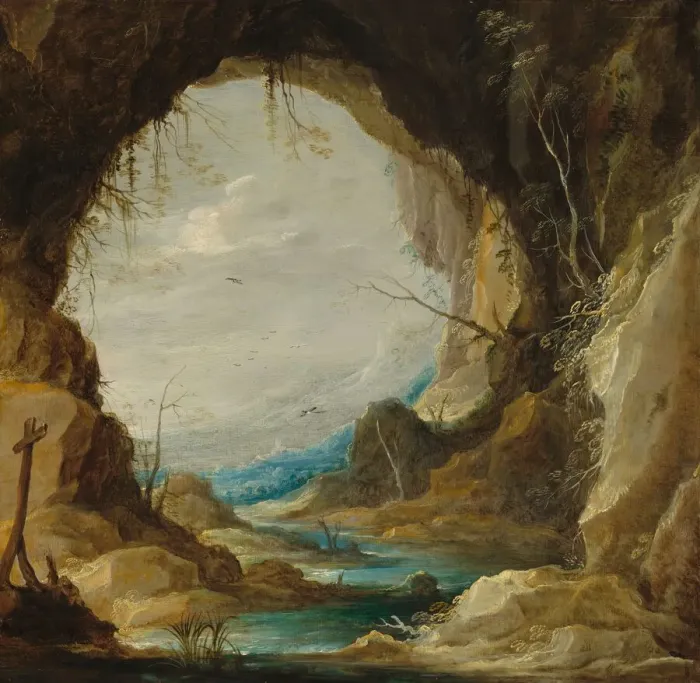Framed Print : Vista from a Grotto, early 1630s. Creator: David Teniers II Framed Print : Vista from a Grotto, early 1630s. Creator: David Teniers II