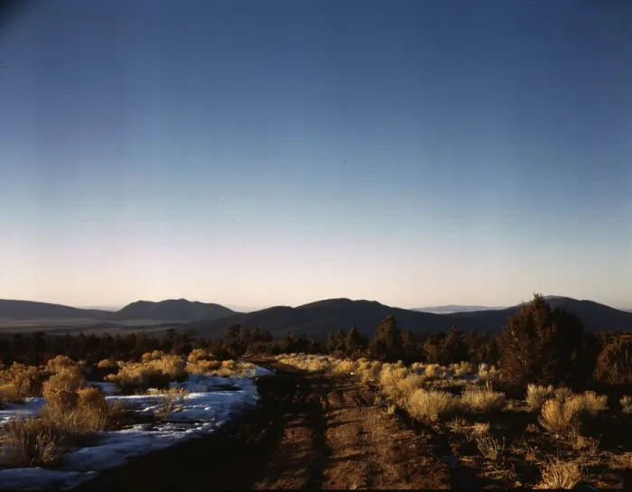 Framed Print : Vista westward over the Rio Grande valley from the foot... near Questa, Taos County, New Mexico, 1943 Creator: John Collier Framed Print : Vista westward over the Rio Grande valley from the foot... near Questa, Taos County, New Mexico, 1943 Creator: John Collier