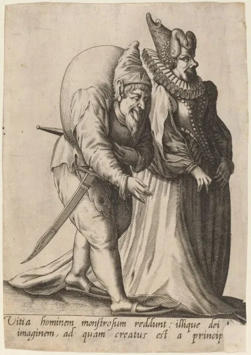 Framed Print : Vitia hominem monstrosum... 1597. Creator: Robert Boissard Framed Print : Vitia hominem monstrosum... 1597. Creator: Robert Boissard