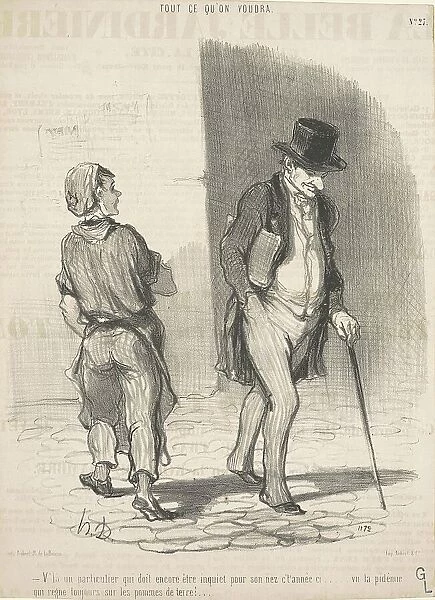 V'la un particulier qui doit...être inquiet... 19th century. Creator: Honore Daumier