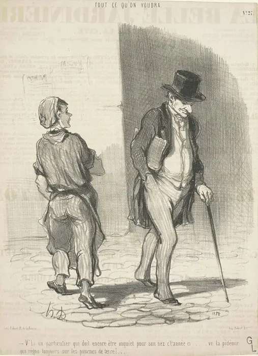 Framed Print : V'la un particulier qui doit...être inquiet... 19th century. Creator: Honore Daumier Framed Print : V'la un particulier qui doit...être inquiet... 19th century. Creator: Honore Daumier