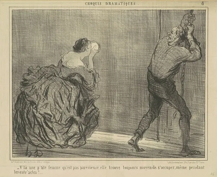 Framed Print : V'la une p'tite femme qu'est pas paresseuse... 19th century. Creator: Honore Daumier Framed Print : V'la une p'tite femme qu'est pas paresseuse... 19th century. Creator: Honore Daumier