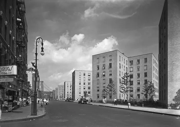 Framed Print : Vladeck Houses, Madison St. New York City, 1941. Creator: Gottscho-Schleisner, Inc Framed Print : Vladeck Houses, Madison St. New York City, 1941. Creator: Gottscho-Schleisner, Inc