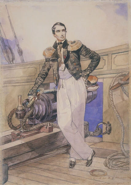 Vladimir Alexeyevich Kornilov aboard the brig Themistocles, 1835. Artist: Briullov, Karl Pavlovich (1799-1852)