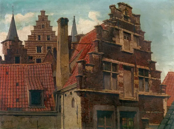 Framed Print : The Vleeshuis and Old Houses, c1870s. Creator: Hendrik Frans Schaefels Framed Print : The Vleeshuis and Old Houses, c1870s. Creator: Hendrik Frans Schaefels