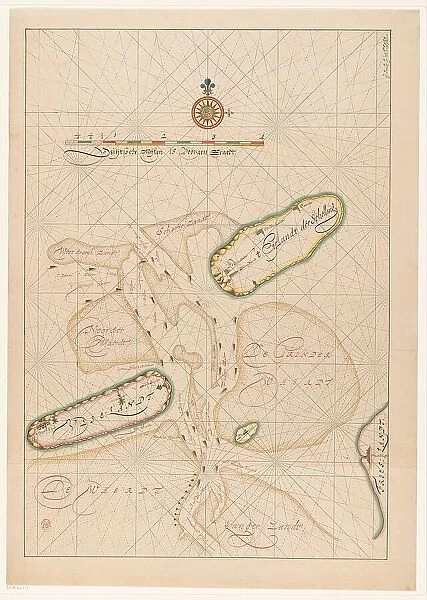 Vlieland map, Terschelling, part of Friesland and the surrounding sandbanks, c.1620-c.1699. Creator: Anon
