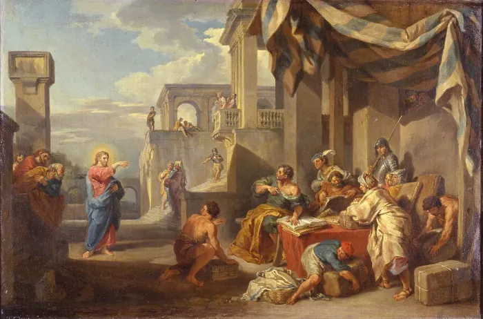 Framed Print : The Vocation of Saint Matthew, 1752. Artist: Panini, Giovanni Paolo (1691-1765) Framed Print : The Vocation of Saint Matthew, 1752. Artist: Panini, Giovanni Paolo (1691-1765)