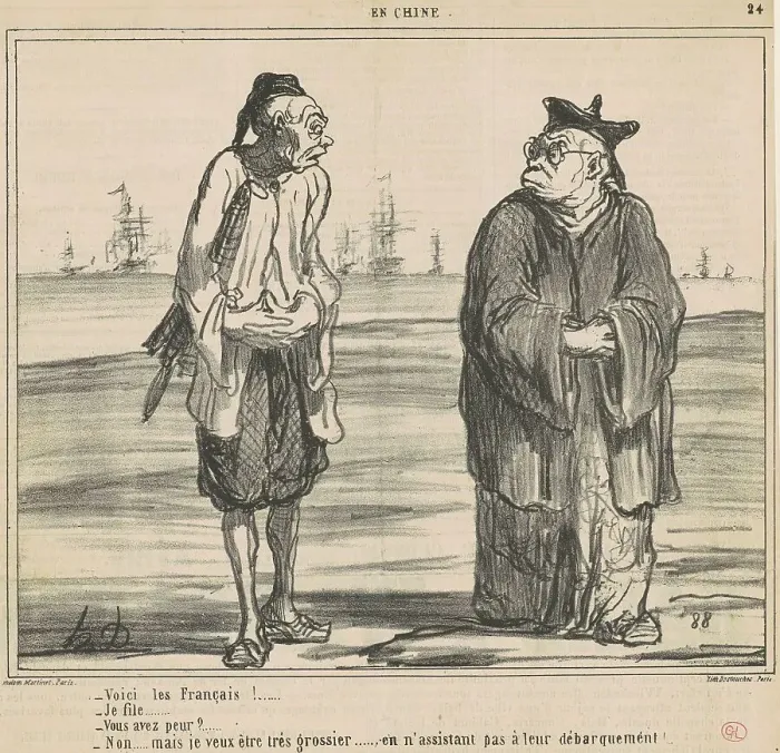 Framed Print : Voici les francais!... je fille... 19th century. Creator: Honore Daumier Framed Print : Voici les francais!... je fille... 19th century. Creator: Honore Daumier