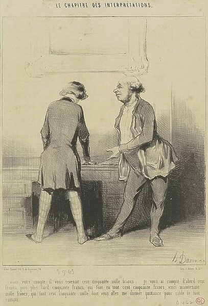 Voici votre comptre: Il vous revenait... 19th century. Creator: Honore Daumier