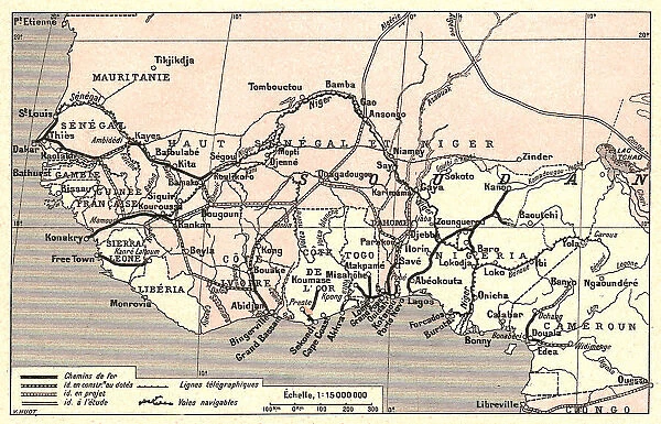 'Voies de communication de l'Afrique occidentale francaise; L'Ouest Africain, 1914. Creator: Unknown