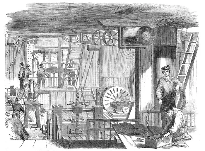 Framed Print : The Volcano steam-sloop fitted as a floating factory for the Baltic, 1854. Creator: Unknown. The Volcano steam-sloop fitted as a floating factory for the Baltic, 1854. Creator: Unknown Framed Print : The Volcano steam-sloop fitted as a floating factory for the Baltic, 1854. Creator: Unknown. The Volcano steam-sloop fitted as a floating factory for the Baltic, 1854. Creator: Unknown