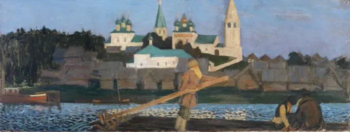 Framed Print : On The Volga, 1906. Artist: Kustodiev, Boris Michaylovich (1878-1927) Framed Print : On The Volga, 1906. Artist: Kustodiev, Boris Michaylovich (1878-1927)