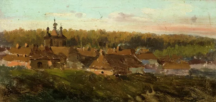 Framed Print : Volhynian Village, c1864. Creator: Jozef Szermentowski Framed Print : Volhynian Village, c1864. Creator: Jozef Szermentowski