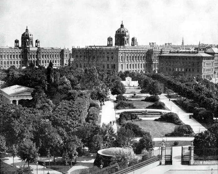 Framed Print : Volksgarten and Theseum, Vienna, Austria, 1893. Artist: John L Stoddard Framed Print : Volksgarten and Theseum, Vienna, Austria, 1893. Artist: John L Stoddard