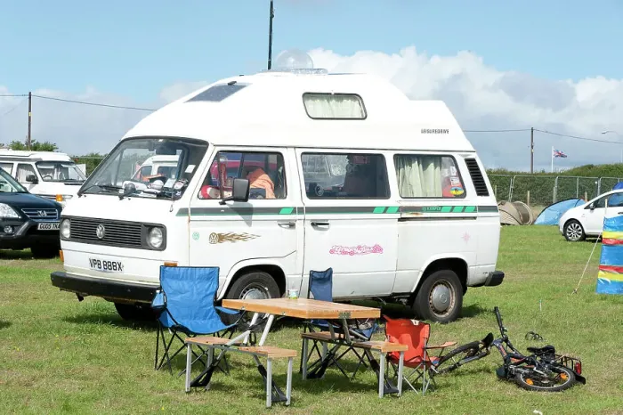 Framed Print : Volkswagen camper van at V Dub Island event, Isle of Wight 2013