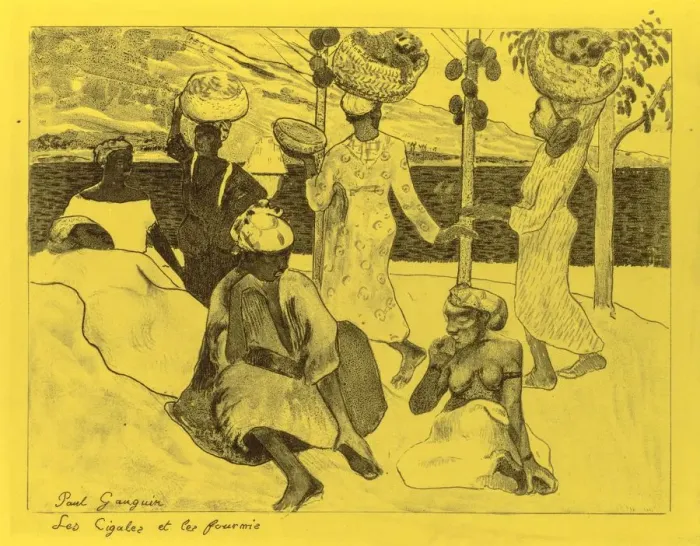 Framed Print : Volpini Suite: The Grasshoppers and the Ants (Les Cigales et les Fourmis), 1889. Creator Framed Print : Volpini Suite: The Grasshoppers and the Ants (Les Cigales et les Fourmis), 1889. Creator