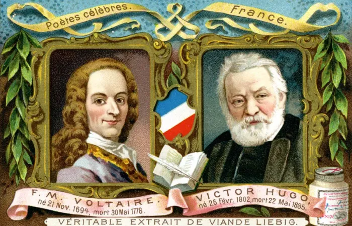 Framed Print : Voltaire and Victor Hugo, c1900 Framed Print : Voltaire and Victor Hugo, c1900