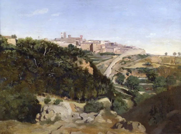 Framed Print : Volterra, 1834. Artist: Jean-Baptiste-Camille Corot Framed Print : Volterra, 1834. Artist: Jean-Baptiste-Camille Corot