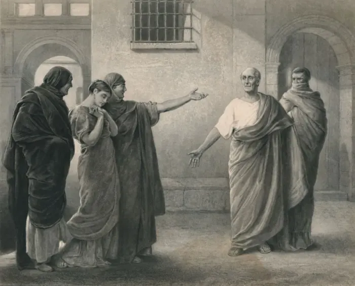 Framed Print : Volumnia Reproaching Brutus and Sicinius (Coriolanus), c1870. Artist: J Stephenson Framed Print : Volumnia Reproaching Brutus and Sicinius (Coriolanus), c1870. Artist: J Stephenson