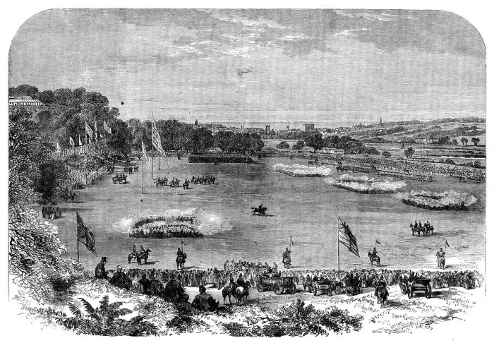 Framed Print : Volunteer fete at Crown, Point, near Norwich: the Review, 1862. Creator: Unknown Framed Print : Volunteer fete at Crown, Point, near Norwich: the Review, 1862. Creator: Unknown