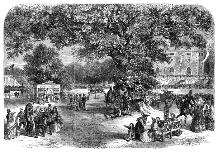 Framed Print : Volunteer fete at Crown, Point, near Norwich: - the Sports, 1862. Creator: Unknown Framed Print : Volunteer fete at Crown, Point, near Norwich: - the Sports, 1862. Creator: Unknown
