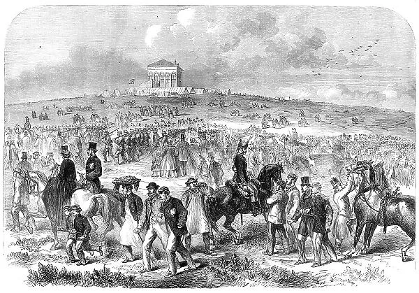 The Volunteer Field-Day at Brighton: arrival of volunteers on the racecourse, 1862. Creator: Unknown