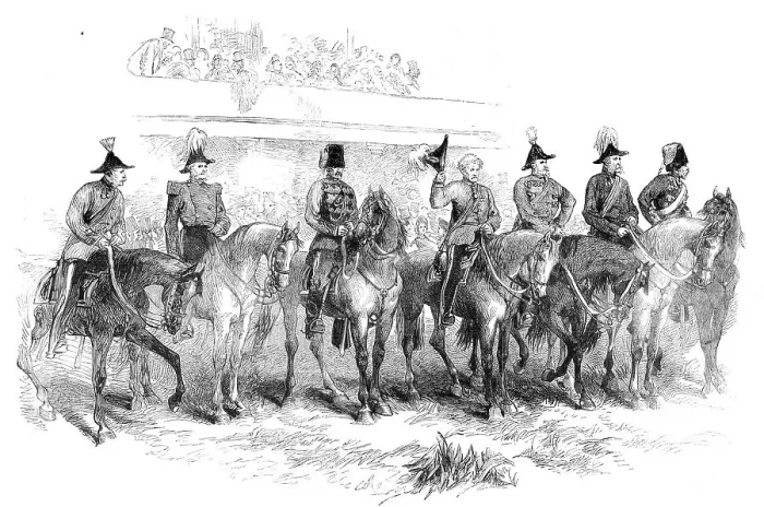 Framed Print : The Volunteer Field-Day at Brighton: General Lord Clyde returning the salute of the... 1862. Creator: Unknown Framed Print : The Volunteer Field-Day at Brighton: General Lord Clyde returning the salute of the... 1862. Creator: Unknown