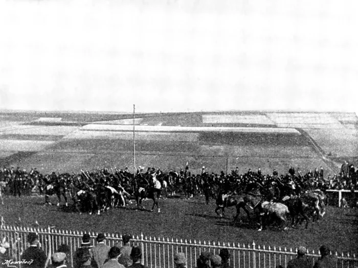 Framed Print : The Volunteer Manoeuvres at Brighton: March Past - Mounted Rifles, 1895. Creator: Symmons & Thiele Framed Print : The Volunteer Manoeuvres at Brighton: March Past - Mounted Rifles, 1895. Creator: Symmons & Thiele