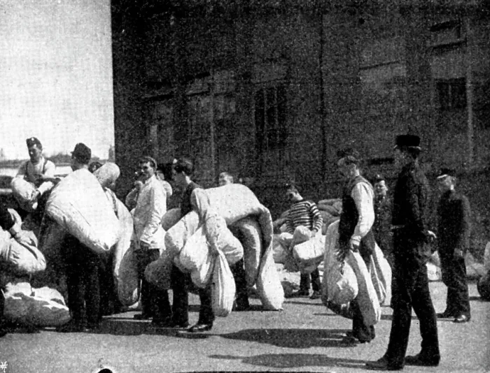 Framed Print : The Volunteer Manoeuvres at Brighton: Preparing to shift quarters, 1895. Creator: Symmons & Thiele Framed Print : The Volunteer Manoeuvres at Brighton: Preparing to shift quarters, 1895. Creator: Symmons & Thiele