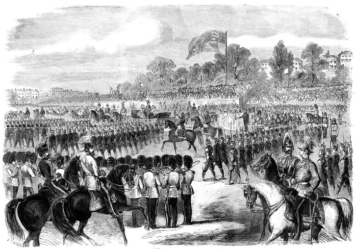 Framed Print : The Volunteer Review in Hyde Park, 1860. Creator: J. Palmer Framed Print : The Volunteer Review in Hyde Park, 1860. Creator: J. Palmer