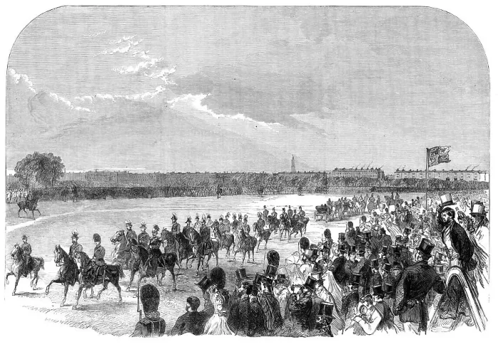 Framed Print : The Volunteer Review in Hyde Park: general view, 1864. Creator: Unknown Framed Print : The Volunteer Review in Hyde Park: general view, 1864. Creator: Unknown