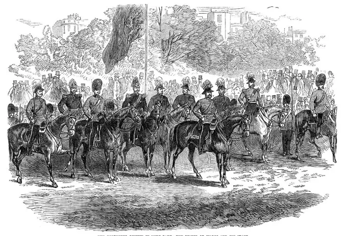 Framed Print : The Volunteer Review in Hyde Park: the Prince of Wales and his staff, 1864. Creator: Unknown Framed Print : The Volunteer Review in Hyde Park: the Prince of Wales and his staff, 1864. Creator: Unknown