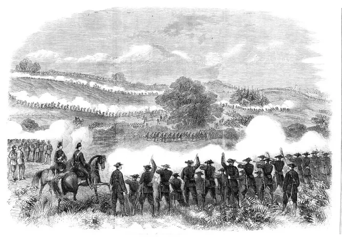 Framed Print : The Volunteer Sham Fight in Camden Park - second position of the attacking force, 1860. Creator: Unknown Framed Print : The Volunteer Sham Fight in Camden Park - second position of the attacking force, 1860. Creator: Unknown