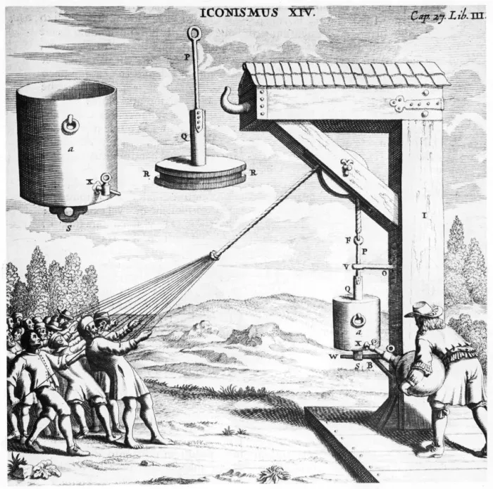 Framed Print : Von Guerickes demonstration of the strength of a vacuum, 1654 (1672) Framed Print : Von Guerickes demonstration of the strength of a vacuum, 1654 (1672)