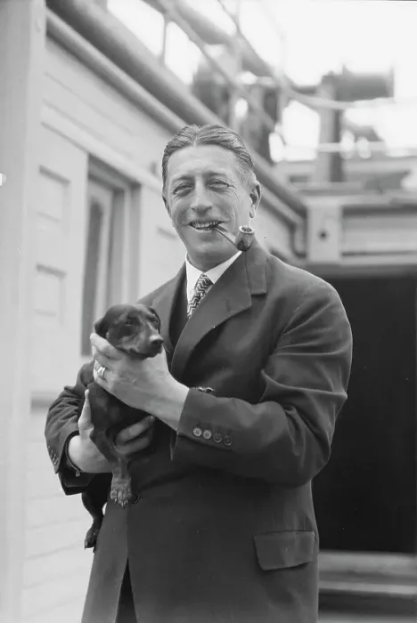Framed Print : Von Lueckner, Felix, Count, with dog, standing outdoors, 1931 June 5. Creator: Arnold Genthe Framed Print : Von Lueckner, Felix, Count, with dog, standing outdoors, 1931 June 5. Creator: Arnold Genthe