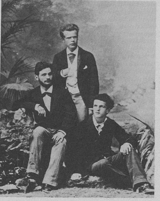Framed Print : Von Meck Trio. Wladyslaw Pachulski (standing) with Pyotr Danilchenko and Claude Debussy (seated), 1882 Framed Print : Von Meck Trio. Wladyslaw Pachulski (standing) with Pyotr Danilchenko and Claude Debussy (seated), 1882