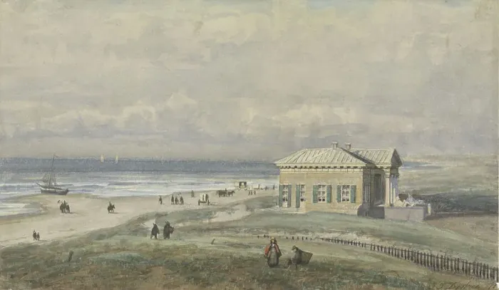 Framed Print : The Von Wied Pavilion in Scheveningen, 1877. Creator: Johannes Josephus Destree