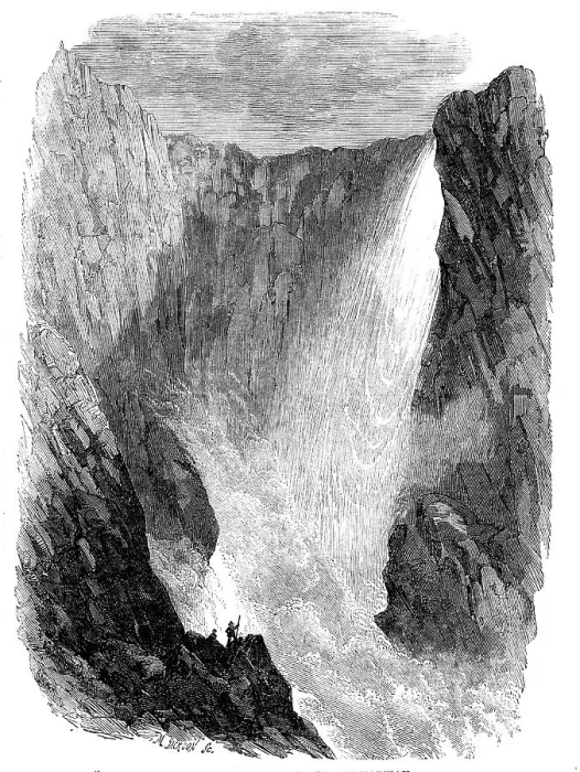Framed Print : The Vöring Foss on the Hardanger Fjord, in Norway, 1858. Creator: M. Jackson