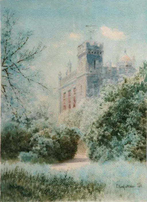 Framed Print : The Vorontsovsky Palace. Crimea, 1895. Artist: Kondratenko, Gavriil Pavlovich (1854-1924) Framed Print : The Vorontsovsky Palace. Crimea, 1895. Artist: Kondratenko, Gavriil Pavlovich (1854-1924)