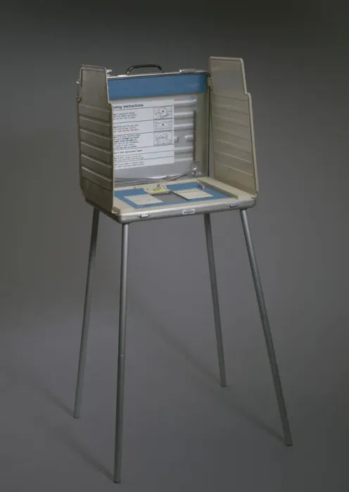 Framed Print : Voting machine used in the 2000 Presidential election, ca. 1990. Creator: Unknown Framed Print : Voting machine used in the 2000 Presidential election, ca. 1990. Creator: Unknown