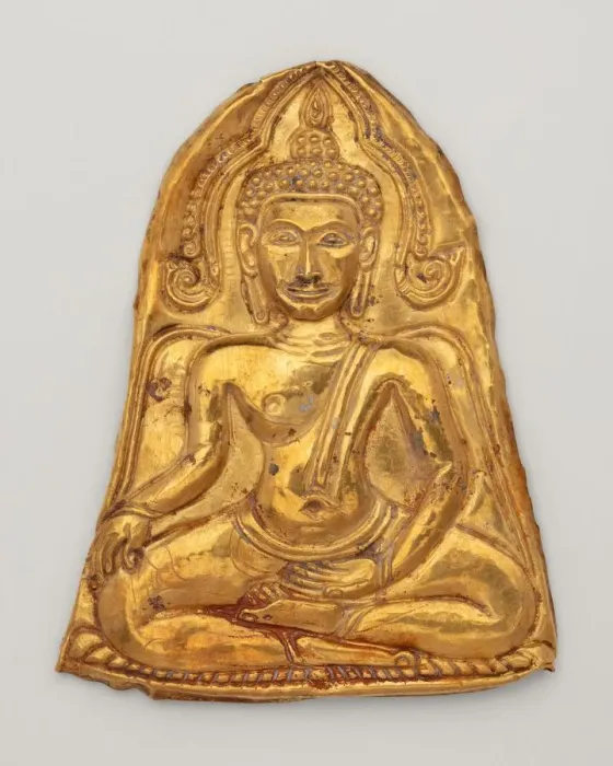 Framed Print : Votive Plaque with Buddha Triumphing over Mara (Maravijaya), 19th century